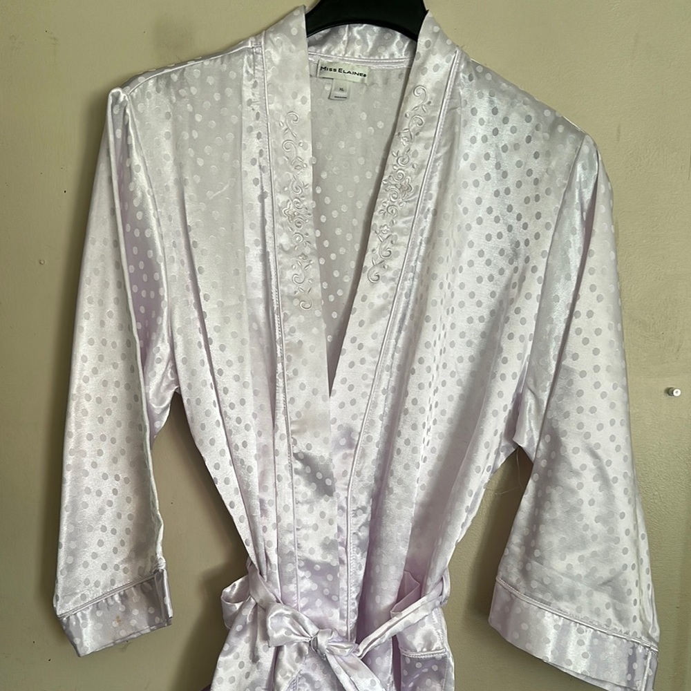 Miss Elaine Purple Wrap-Style Robe with Shawl Collar - Picture 6 of 8